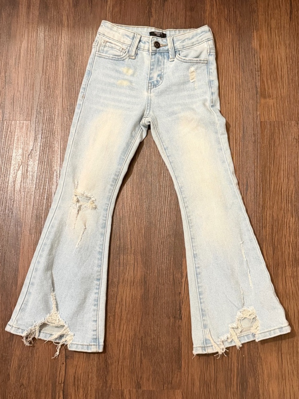 Forever 21 Kids Light Blue Distressed Flare Jeans